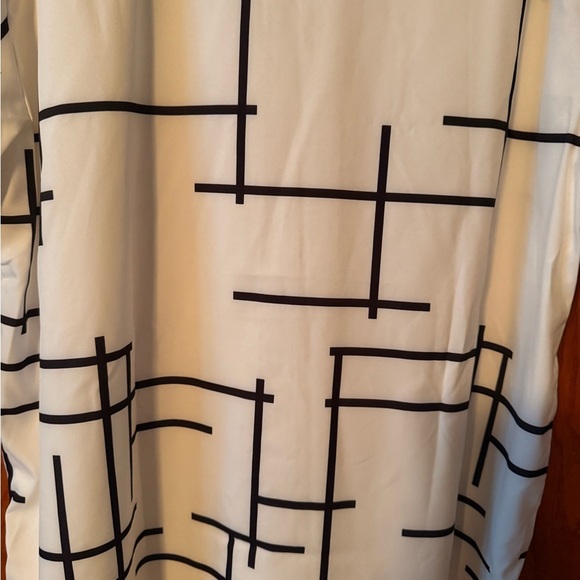 Men's Fashionable White and Black Geometric Casual Dress Shirt XXXL Polyester - Picture 2 of 9